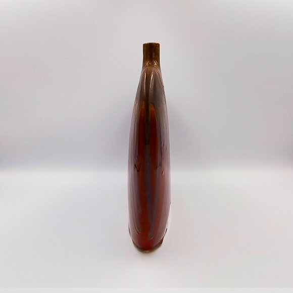 1970s Gorgeous Polichrome Red and Brown Lava Vase in Ceramic. Made in Germany - Picture 7 of 8